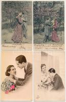 10 db RÉGI zsáner motívum képeslap vegyes minőségben: szerelmes párok / 10 pre-1945 motive postcards in mixed quality: romantic couples in love