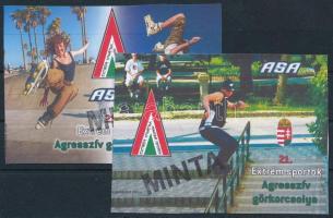 2024 21. Extrém sportok Agresszív görkorcsolya (II.) 2 db kiadatlan grafikai MINTA emlékív
