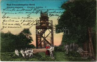 1916 Trencsénteplic-fürdő, Kúpele Trencianske Teplice; Klepács magaslat és kilátó. Wertheim Zsigmond kiadása / lookout tower (EK)