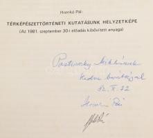 Hrenkó Pál: Térképészettörténeti kutatásunk helyzetképe. (Az 1981. szept. 30-i előadás kibővített an...