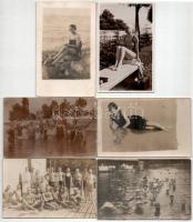 6 db RÉGI fotó képeslap fürdőzőkről / 6 pre- 1945 photo postcards about bathing people