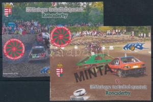 2024 9. Különleges technikai sportok Roncsderby 2 db kiadatlan grafikai MINTA emlékív