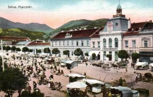 Déva market place with the shop of Vilmos Lobstein