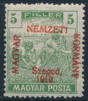 Szeged 1919 Magyar Posta 5f próbanyomat Bodor vizsgálójellel. A katalógus ezt az értéket nem hozza!
