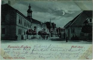 1900 Trencsénteplic, Trencianske Teplice; Park utca este / street at night