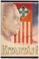 Kitartás! Nyilaskeresztes Párt propagandalapja Szálasi Ferenc arcképével. Kiadja Magyar-Hungarista Mozgalom Szálasi Ferenc mártírhalálának 50. évében / Hungarian Arrow Cross Party propaganda s: Németh N.