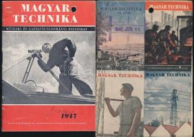 1947-1948 Magyar Technika, a Magyar Mérnökök és Technikusok Szabad Szakszervezete folyóiratának 2 db száma. Tűzött papírkötés (kisalakú, 14x10 cm), lyukasztással.