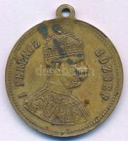1896. "Milleniumi emlék / I. Ferencz József" kétoldalas bronz emlékérem füllel (30mm) T:XF...