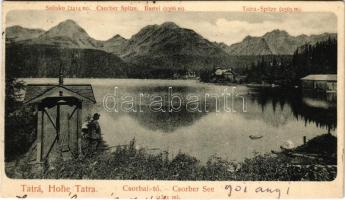 1901 Tátra, Magas-Tátra, Vysoké Tatry; Csorbai tó / Strbské Pleso / lake (vágott / cut)