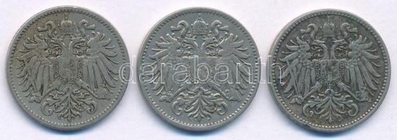 Ausztria 1893-1895. 10h Ni (3xklf) T:XF,VF Austria 1893-1895. 10 Heller Ni (3xdiff) C:XF,VF Krause K...