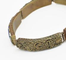 Murano antik bronz karkötő, muránói üvegmozaik díszítéssel, h: 19 cm