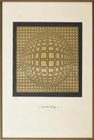 Victor Vasarely (1908-1997): Op-art kompozíció. Szitanyomat, papír. Jelzett a nyomaton, számozott: 3/50. Üvegezett keretben. 19x19 cm / Victor Vasarely (1908-1997): Op-art composition. Screenprint on paper. Signed on the print, numbered: 3/50. Framed. 19x19 cm.