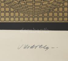 Victor Vasarely (1908-1997): Op-art kompozíció. Szitanyomat, papír. Jelzett a nyomaton, számozott: 3...