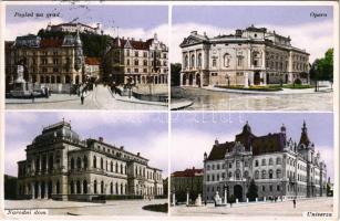 Ljubljana, Laibach; Pogled na grad, Opera, Narodni dom, Univerza / general view with castle, operahouse, National House, university (EK)