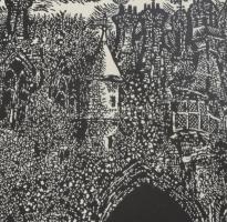 Gyulai Líviusz (1937-2021): S. Leacock: Gertrúd, a nevelőnő. Linómetszet, papír. Jelzett, számozott:...