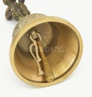 Tibeti lámacsengő vadzsrával. Antik tibeti meditációs eszközök, bronz, hibátlan,, m: 12 cm, 7x7 cm