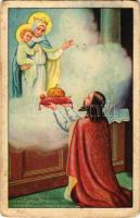 1938 Szent István felajánlja a Szent Koronát. Szentév 1938. Pallas nyomda kiadása / Saint Stephen, King of Hungary offers the Holy Crown of Hungary to the Virgin Mary (EK)