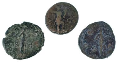 Római Birodalom / Róma / Hadrianus 117-138. As és/vagy Dupondius bronz (3db) T:F Roman Empire / Rome...