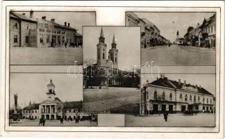 1942 Zombor, Sombor; mozaiklap városházával és Vadászkürt szállodával / multi-view postcard with town hall and hotel (EK)