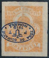 Debrecen I. 1919 Hírlapbélyeg fordított felülnyomással, Bodor vizsgálójellel (**12.000)