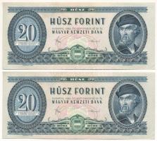 1980. 20Ft (2x) sorszámkövetők "C 367 056758 -C 367 056759" T:VF,F szép papír Adamo F17