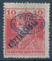 Debrecen I. 1919 Károly 10f fordított felülnyomással, Bodor vizsgálójellel (**55.000)