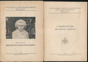 Környei Elek: Beethoven Martonvásáron. István Király Múzeum Közleményei B. sor. 16-17. sz. Székesfehérvár, 1958, István Király Múzeum. Fekete-fehér fotókkal illusztrált. Kiadói papírkötés, kissé foltos borítóval, kissé sérült gerinccel. Megjelent 2000 példányban. + A martonvásári Beethoven Múzeum. István Király Múzeum Közleményei D. sor. 13. sz. Székesfehérvár, 1958, István Király Múzeum. Kiadói papírkötés. Megjelent 2000 példányban.