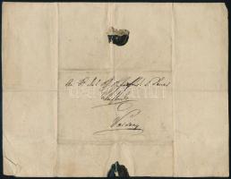 1838 Német nyelven írt, hivatalos/üzleti témájú levél, egy beírt oldal, B. Laubál aláírással, Varsán...