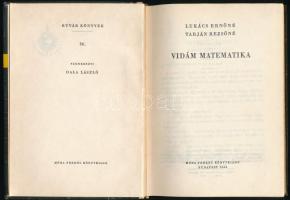 Lukács Ernőné - Tarján Rezsőné: Vidám matematika. Búvár Könyvek 36. Bp., 1963, Móra. Kiadói kopott, ...