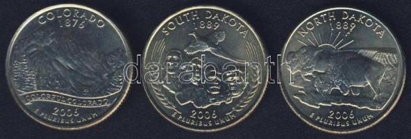 USA 2006. 1/4$ 3klf db "Észak-Dakota, Dél-Dakota, Colorado" T:1,1/2