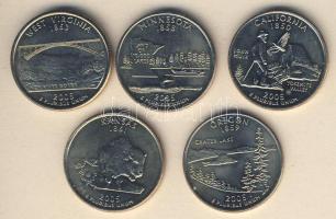 USA 2005. 1/4$ 5klf db "Kalifornia, Kansas, Nyugat-Virginia, Oregon, Minnesota" T:1,1/2