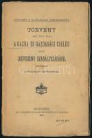 Törvény (1907: XLV. tcz.) a gazda és gazdasági cseléd közti jogviszony szabályozásáról kiegészítve a vonatkozó törvényekkel. Bp., 1907, Athenaeum, 35 p. Kiadói papírkötés, kissé szakadt, kissé foltos borítóval.