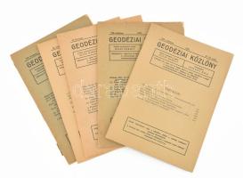 1932-1937 Geodéziai Közlöny 5 db száma. Felelős szerk. és kiadó: Oltay Károly. Bp., "Élet"-ny. Kiadói papírkötés, változó állapotban.