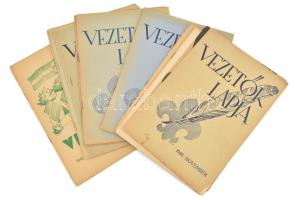 1938-1941 Vezetők Lapja c. cserkész folyóirat 10 db száma, közte duplummal, vegyes állapotban