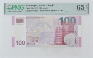 Azerbajdzsán 2013. 100M C66666555, PMG tokban T:UNC Azerbaijan 2013. 100 Manat C66666555 in PMG case C:UNC Krause 36. https://www.pmgnotes.com/certlookup/2193902-050/65/