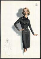 1966 3 db vintage női divatkép, ofszet nyomat, papír, egyik lap alján apró szakadásokkal, 34x24 cm