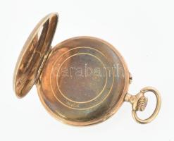 14K arany (Au) női zsebóra szép számlappal, működő szerkezettel d: 30 mm, br 20,7 g. díszdobozzal