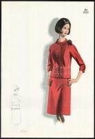 1966 3 db vintage női divatkép, ofszet nyomat, papír, 34x24 cm