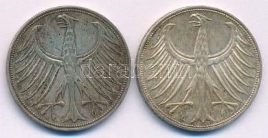 NSZK 1951F 5M Ag + 1970G 5M Ag T:XF,VF patina, kis ph
FRG 1951F 5 Mark Ag + 1970G 5 Mark Ag C:XF,VF...