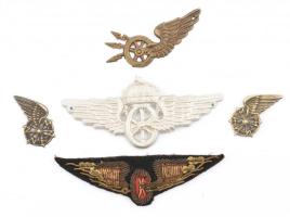 cca 1920-1940 5 db vasutas sapkajelvény: fém és szőtt. Jó állapotban / Railways cap badges