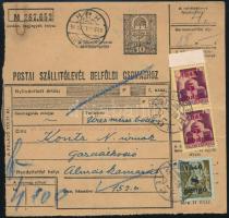 1945 (2. díjszabás) Csomagszállító 3 db bélyeggel
