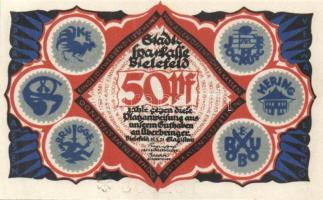 Német Birodalom / Weimari Köztársaság / Bielefeld 1921. 50Pf (6x) 6klf db, teljes sor T:I