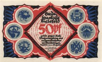 Német Birodalom / Weimari Köztársaság / Bielefeld 1921. 50Pf (6x) 6klf db, teljes sor T:I