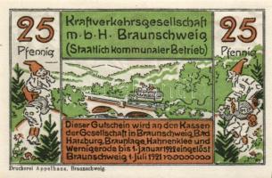 Német Birodalom / Weimari Köztársaság / Braunschweig 1922. 25Pf + 75Pf + 1,60M 3 klf db, teljes sor T:I