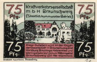 Német Birodalom / Weimari Köztársaság / Braunschweig 1922. 25Pf + 75Pf + 1,60M 3 klf db, teljes sor ...