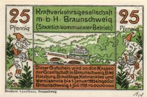 Német Birodalom / Weimari Köztársaság / Braunschweig 1922. 25Pf + 75Pf + 1,60M 3 klf db, teljes sor T:I