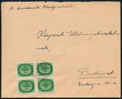 1946 (16. díjszabás) Levél Milliós 10 millió P négyestömbbel bérmentesítve