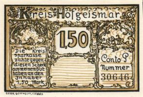 Német Birodalom / Weimari Köztársaság / Hofgeismar DN 25Pf + 50Pf +75Pf + 1M + 1,50M 5 klf db, telje...