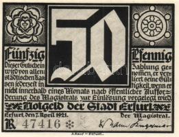 Német Birodalom / Weimari Köztársaság / Erfurt 1921. 50Pf (5x) 5 klf db eredeti tokban, teljes sor T:I
