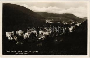 Trencsénteplic-fürdő, Kúpele Trencianske Teplice; pohlad od kúpaliste "Na zelenej zabe" / a fürdő látképe. Kiadja Joza Holas / general view, spa. Pravá fotografia